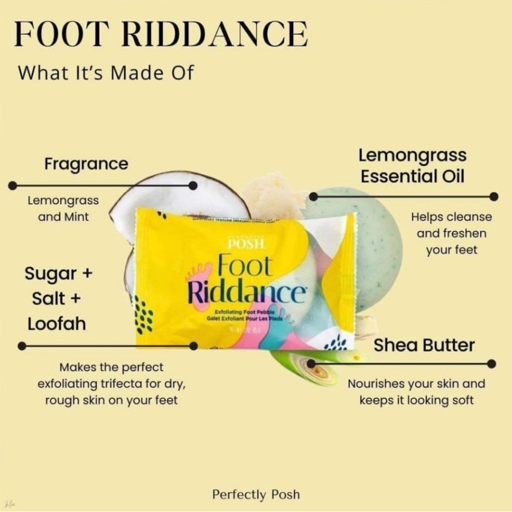 Perfectly Posh Foot Riddance Exfoliating Foot Pebble, Pedicure, NEW & SEALED - Picture 2 of 3